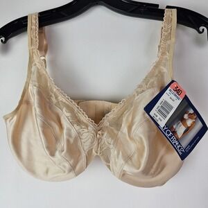 Lily of France 34D Beige Lace Underwire Full Coverage Vintage 1610 Bra NWT Pinup